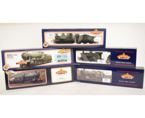 A Bachmann Branch-Line locomotive and tender, 2-6-0, GWR, and four others, all boxed (5)