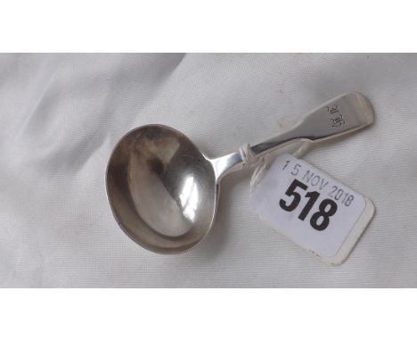 Vic. fiddle pattern caddy spoon Lon 1839 by SH &amp; DC 18g. 