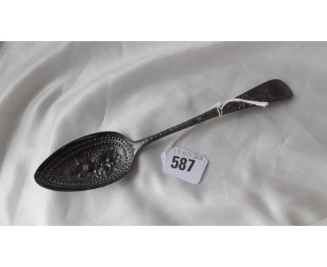 Exeter O.E. pattern engraved berry spoon 1802 by   WW 45g.        