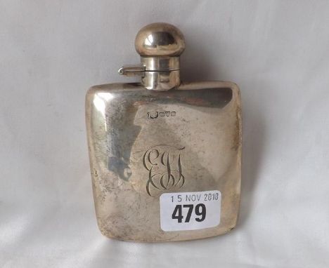 Hip flask with hinged cover 4.5” high Ches 1923 90g.  