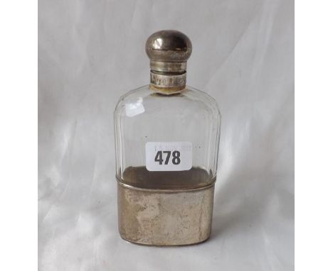 Large hip flask with mounted hinged cover 6” high  Chester 1906        