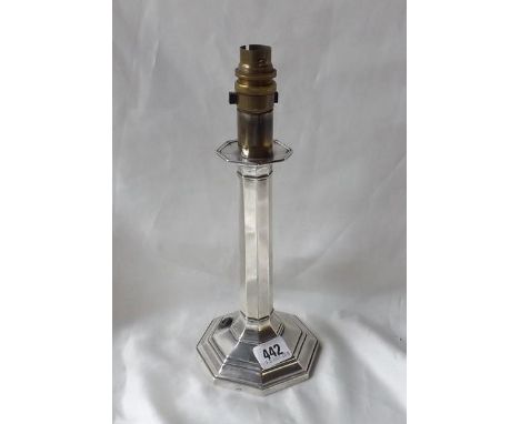 Octagonal lamp base 8” high Sheff 1906 by TAS   