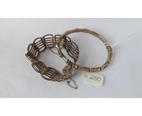 A silver 6 bar gate bracelet and a silver  bangle 31g        