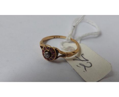 An 18ct antique ruby &amp; diamond ring  approx size K        