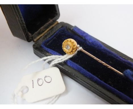 Antique gold and diamond set stick pin  in box         