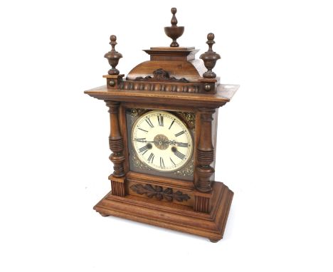 Vintage HAC German 14 day striking mantel clock. No. 3167. Smiths Enfield movement, striking to a gong, white enamel dial, Ro