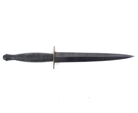 A reproduction of the 1940s Fairburn Sykes fighting knife. Manufactured by 'A Wright & Son Ltd, Sheffield, England', marked o