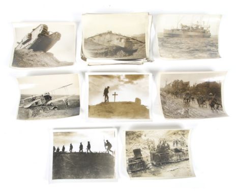 World War 1 (WWI) original Press Release silver gelatin collection of Army Military and Naval photographs from British Wester