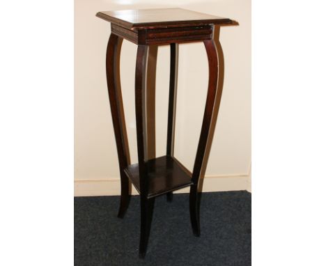 A mahogany jardiniere stand with square top and under shelf, 93cm high