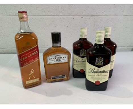 Three Ballantine's Finest Blended Scotch whisky 3 x 700ml, Johnnie Walker Red Label Blended Scotch Whisky 1ltr and a Jack Dan