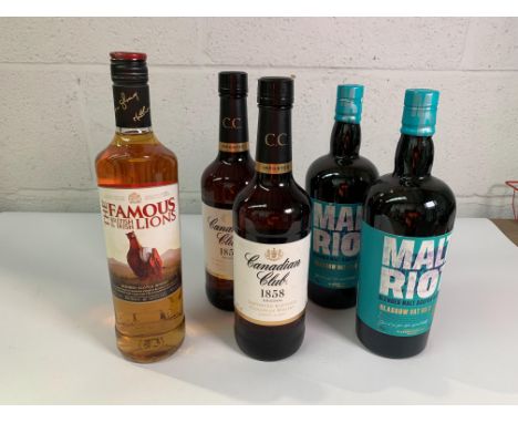 The Famous Grouse British & Irish Lions Blended Scotch Whisky 700ml, two Canadian Club 1858 Blended Whisky 2 x 700ml and two 