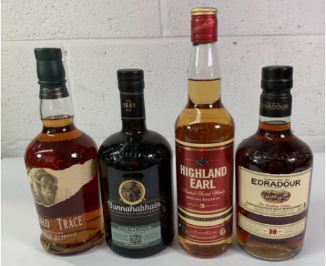 Buffalo Trace Kentucky Straight Bourbon Whisky 700ml, Edradour Highland Single Malt Scotch Whisky 700ml, Bunnahabhain Islay S