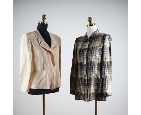 This lot includes two vintage Valentino blazers in size 8 US, showcasing distinct tailoring from the prestigious Italian fash