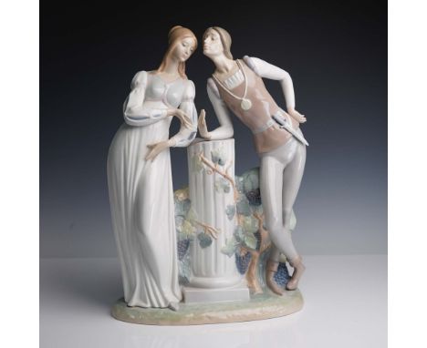 Crafted by the renowned Spanish porcelain maker Lladro, this hand-painted figurine captures the romantic essence of Shakespea