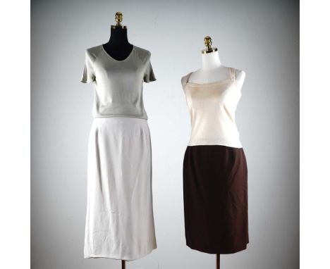 This refined 4-piece Valentino Boutique set includes two Italian-made knit tops and two coordinating skirts, offering interch