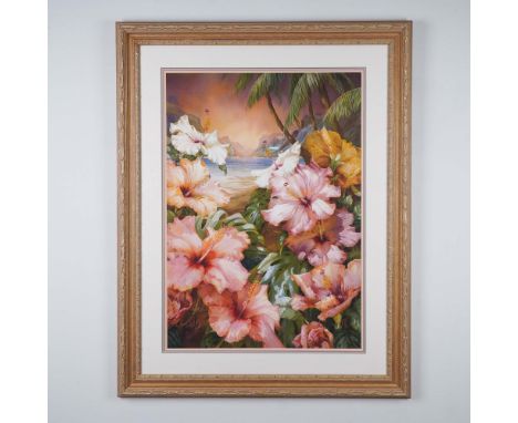 Limited edition print on Arches paper entitled Magnificent Magnolias by Australian watercolorist Darryl Trott, numbered 283/9