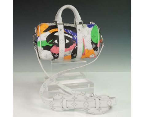 Louis Vuitton Keepall Bandouliere 25 handbag crafted in multicolor Monogram coated canvas with vibrant abstract applique acce