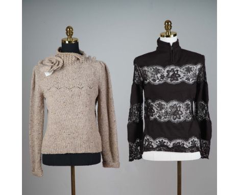 This stylish 2-piece designer set features two distinct Valentino looks, both labeled and sized Small. The first is a luxurio