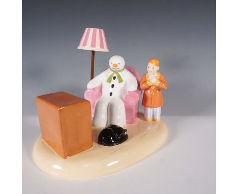 A limited edition porcelain figurine from The Snowman series, titled "A Cold Night In." This charming vignette captures the S