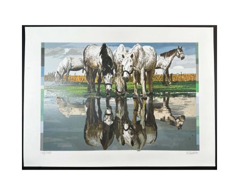 Silkscreen titled Horses of The Camargue. Year 1980. Signed lower right numbered 139/250. Sight size 30" x 22".Condition: