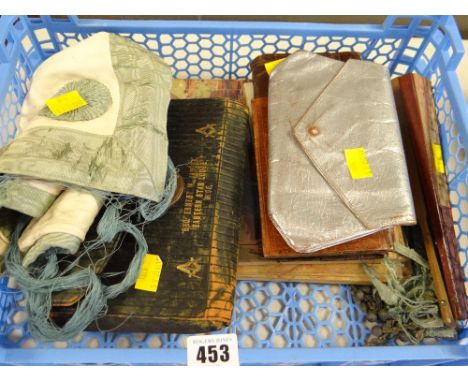 Vintage Masonic apron and case together with vintage ladies' evening bags etc