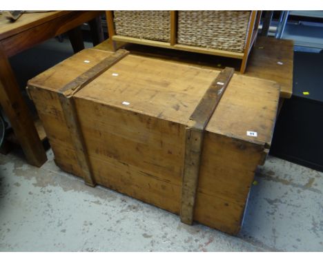 A vintage wooden banded packing case (for use either as a TV stand or coffee table)