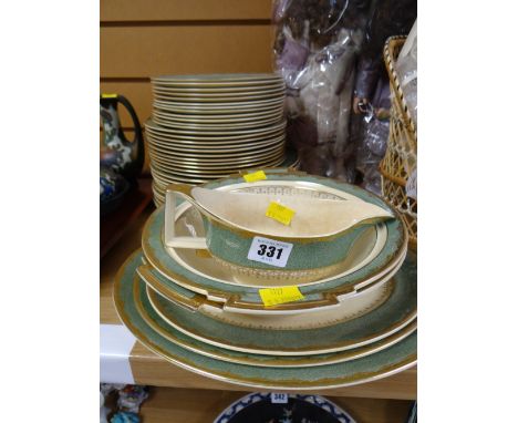 A parcel of Johnson Brothers Art Deco-style green & gilt dinnerware