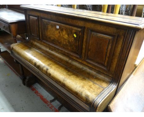 A vintage R.J.HEATH & SONS LTD upright piano in a walnut and decorated case?