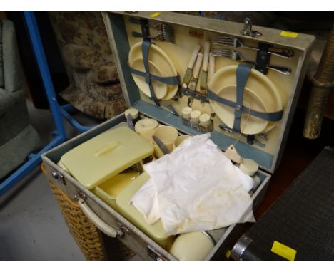 A vintage Sirram picnic hamper and contents