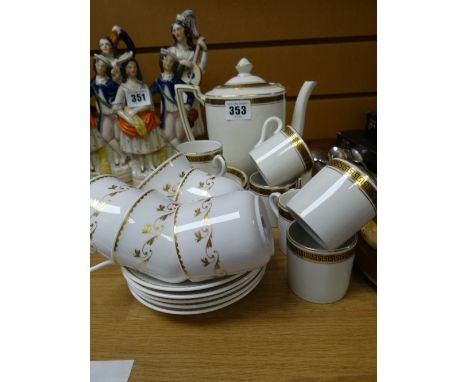 A Minton demitasse coffee set in the Greek key pattern together with small parcel of Spode gold decorated demitasse coffee cu
