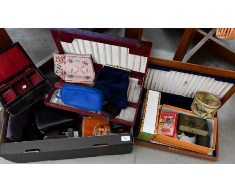 Various vintage and later retail boxes, tins, canteens etc (all empty) 