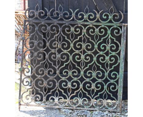 A pair of antique wrought iron and strapwork country house garden gates, previously at Crawley Court, Nr. Winchester, Hampshi