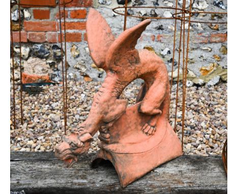 A large cast terracotta dragon ridge tile 