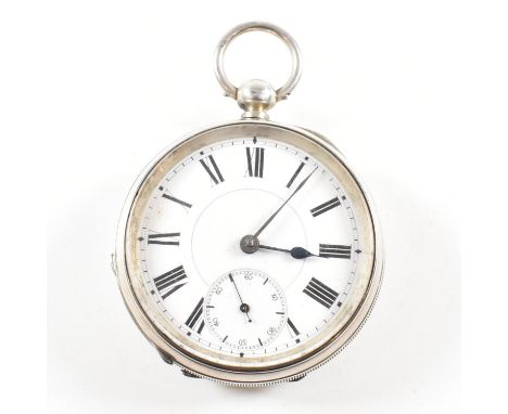 A silver hallmarked open faced key wind pocket watch.&nbsp; Birmingham hallmarked case with plain cartouche case back with in