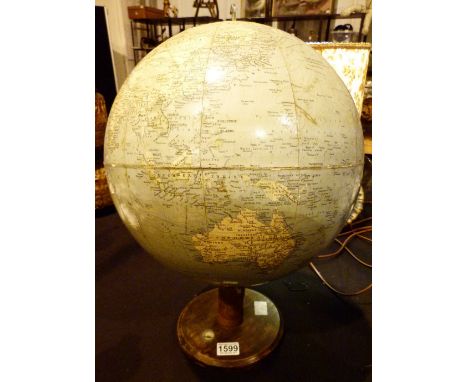 Philips standard globe on wooden base with inset compass 1:37 million scale CONDITION REPORT: The diameter of the globe is 13