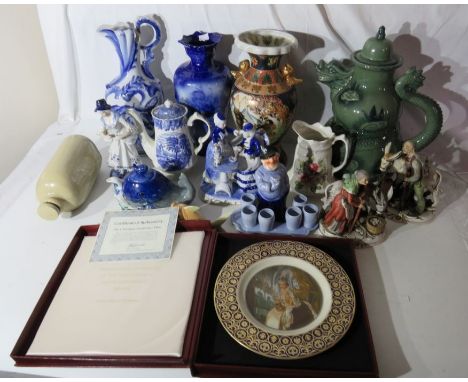 A large mixed group of ceramics, to include a boxed Queen Elizabeth II limited edition plate, by Paramount China, figurines, 