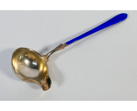A Norwegian silver and enamel sauce ladle by Marius Hammer, 930 fineness. [W]