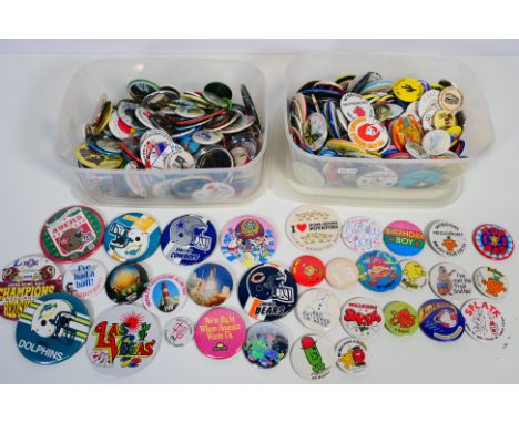 A large quantity of vintage pin badges to include advertising, tourism, sporting and similar. [2]. [W]