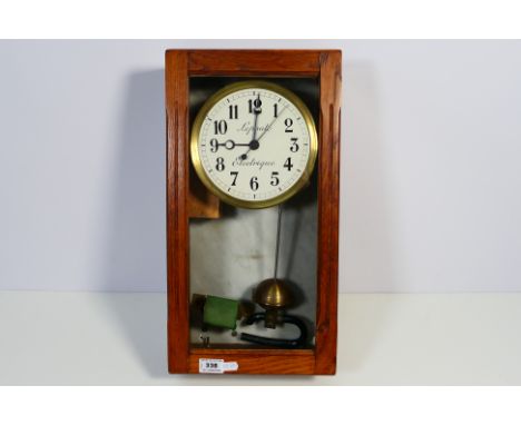 Lepaute Electrique - an electric wall clock by Lepaute Electrrique, with a 15 cm/ 6" cream dial, pendulum, marble back and ho