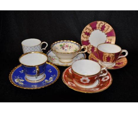 Four various 19th century cups &amp; saucers to include Minton, Chamberlain Worcester, Copeland &amp; Garrett and Daniel Chai
