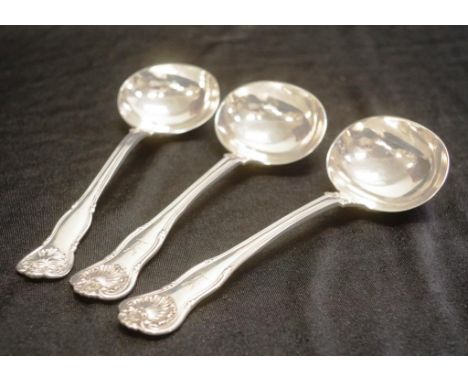 Pair Victorian sterling silver sauce ladles London 1846, makers John and Henry Lias, each crested, (length 18cm approx, each)