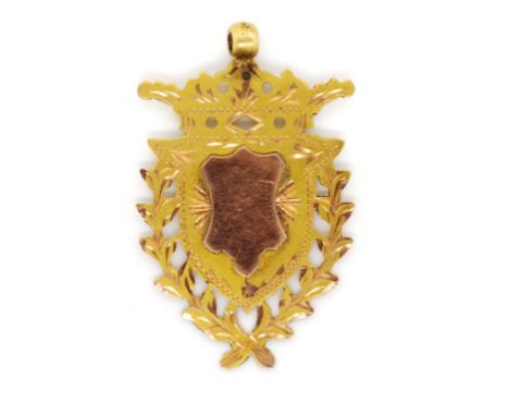 Antique Australian 9ct gold medal for Rowing marked R 9ct. Engraved L.C.R.C Double Sculls W. Clarke 1st. 19-2-10. Approx weig
