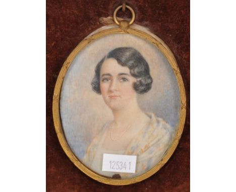 Vintage leather cased portrait miniature painted on ivory of Aline Ruth Edwards, aged 18, at Lynton, Goulburn, signed to left