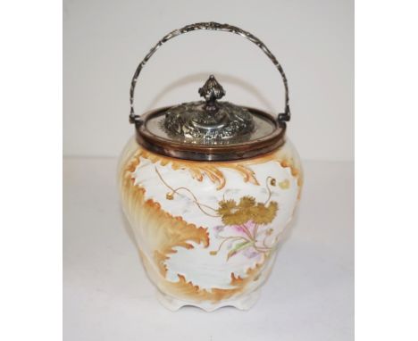 MacIntyre (Moorcroft) ceramic biscuit jar with gilt &amp; floral decoration, 24cm high approx.