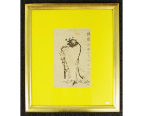 Zou Jun Yuan (China, working 1997) Standing Sage ink and watercolour, signed in characters to right margin, attributed to art