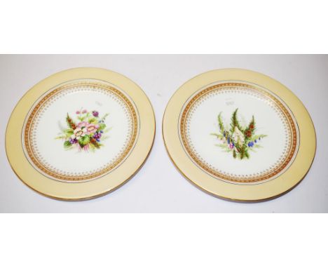 Two hand painted Royal Worcester display plates with wild flower decoration, diameter 23cm approx