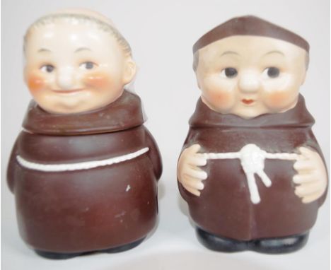 Two piece Goebel sugar &amp; cream jug set each of a figure of a monk, marked to bases, (height 12cm approx, sugar bowl).