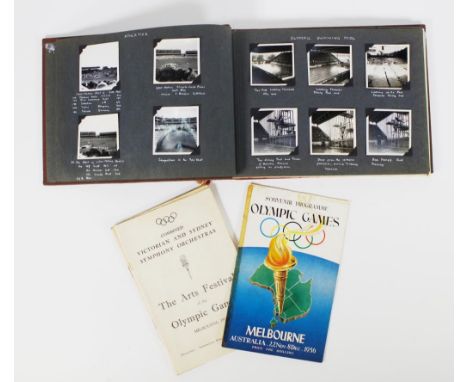 Album of 1956 Olympic Games photographs includes more than 40 photographs of 1956 Melbourne Olympic Games venues, together wi