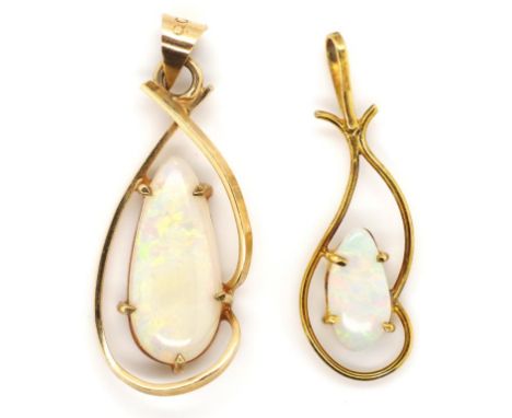 Two 9ct yellow gold and white opal pendants marked 375 and 9ct approx 2.3 grams weight