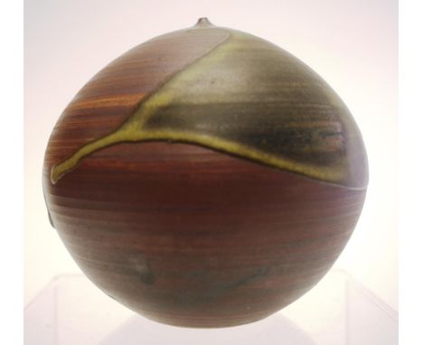 Harry Ashburner (active 1970s) pottery sphere brown ceramic sphere, initialed to base, (height 12cm approx).